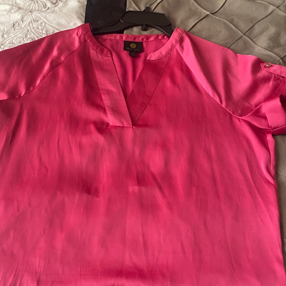 JM Collection Vibrant Pink Blouse